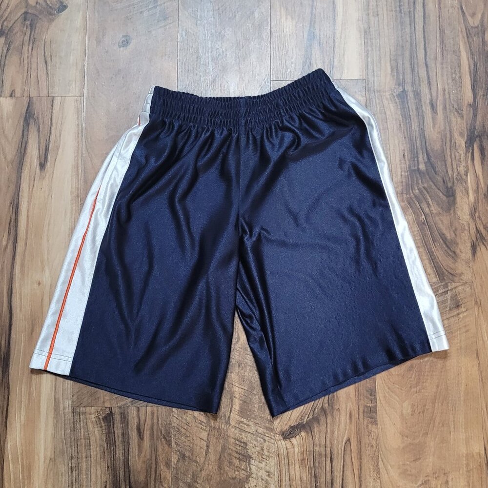 Pro Spirit Teen Boy's Navy Blue White Stripe Polyester Athletic Shorts SZ 12/14